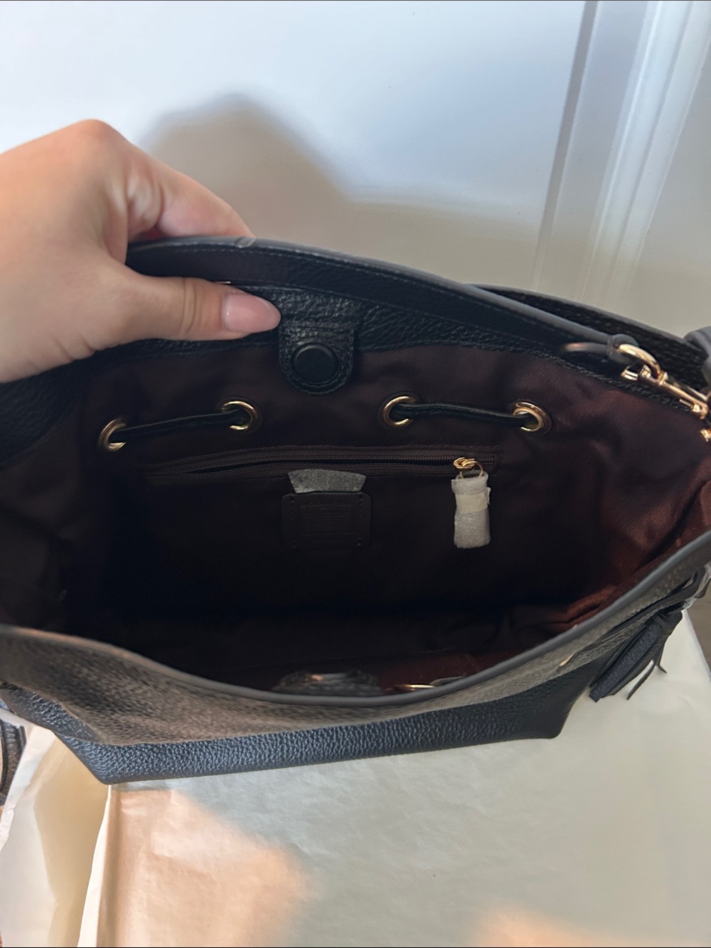 Coach Black Pebbled Leather Shoulder/ Crossbody Bag with Carriage Emboss - Picture 6 of 6